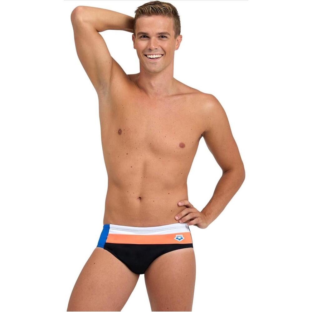 Arena Men’s Icon Panel Brief Black/White/Nespola Size 28 Swimwear Sports NWT